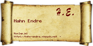 Hahn Endre névjegykártya